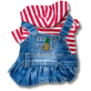Small Dog Denim Summer Dress with Strip Hoodie Back