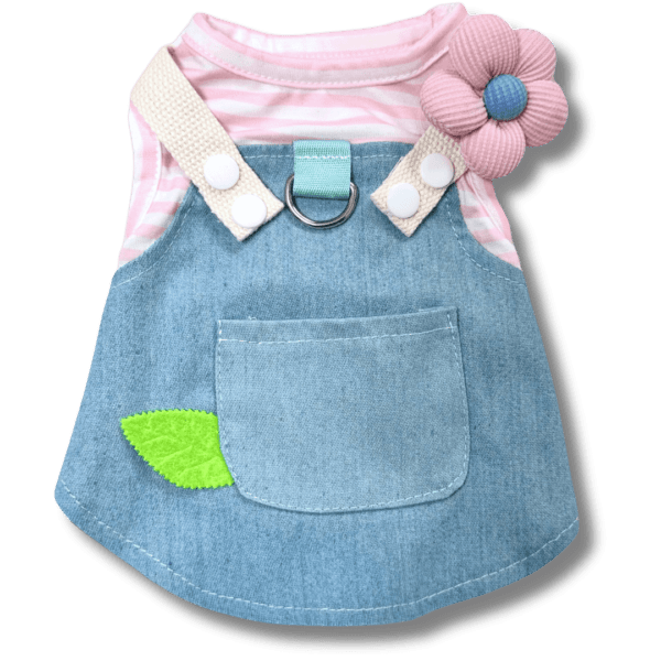 Pretty Summer Adjustable Dog Dress and Flower Back