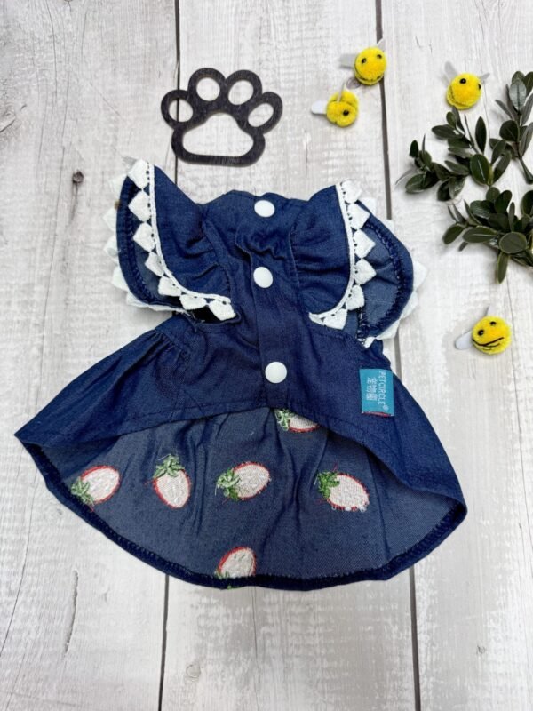 Blue Denim Dog Summer Dress F Blue Denim Dog Summer Dress Front