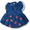 Blue Denim Dog Summer Strawberry Dress Back Blue Denim Dog Summer Strawberry Dress Back