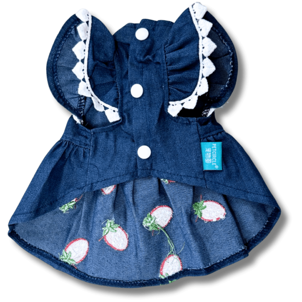Blue Denim Dog Summer Strawberry Dress Front Blue Denim Dog Summer Dress