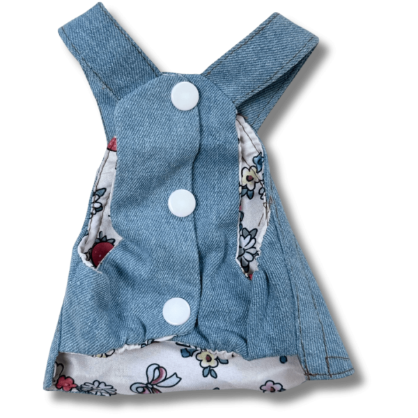 Cute Summer Denim Dog Dress Cherry Front