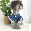 Denim Dress with Embroidered Strawberries 1 Blue Denim Dog Summer Dress