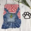 Small Dog Denim Summer Dress with Hoodie Back Pic Small Dog Denim Summer Dress with Hoodie