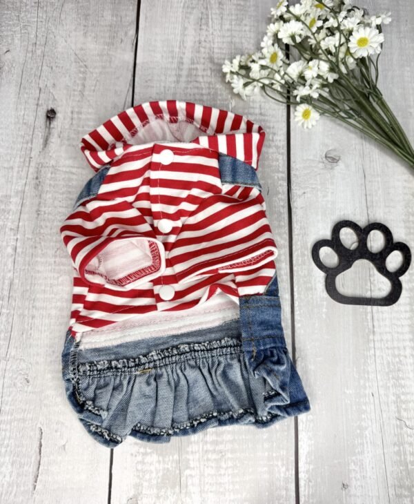 Small Dog Denim Summer Dress with Hoodie Front Pic Small Dog Denim Summer Dress with Hoodie Front Pic