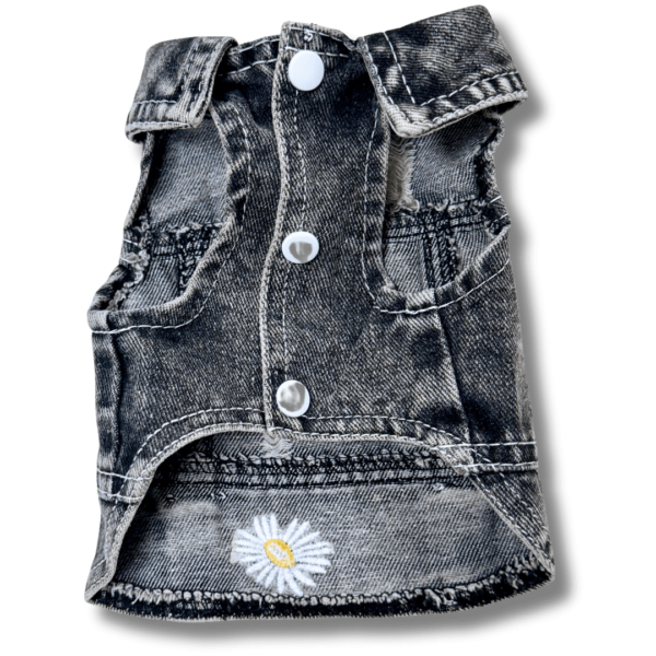 Black Denim Dog Shirt Daisies Front Black Denim Dog Shirt Daisies Front