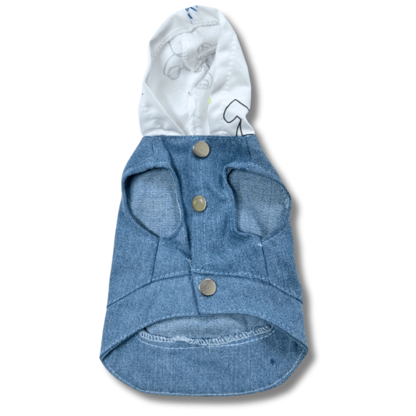 Denim Dog Jacket with White Hoodie Front Denim Dog Jacket with Hoodie