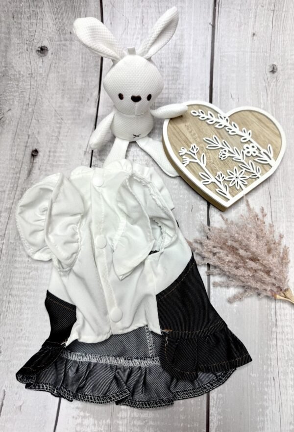 Denim Style Dog Dress with Blouse Front Pic Denim Style Dog Dress with Blouse Front Pic