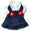 Denim Style Dog Dress with Blouse and Flowers Back Denim Style Dog Dress with Blouse and Flowers Back
