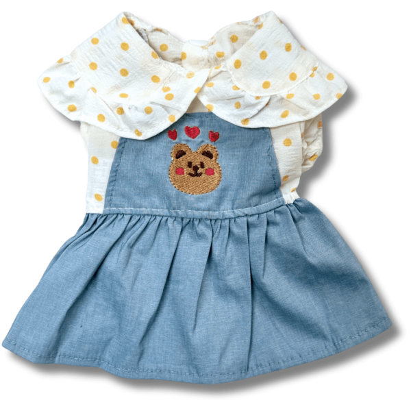 Denim Style Summer Polkadot Dog Dress Back Denim Style Summer Polkadot Dog Dress Back