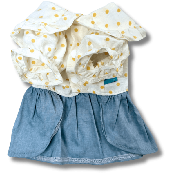 Denim Style Summer Polkadot Dog Dress Front Denim Style Summer Polkadot Dog Dress Front
