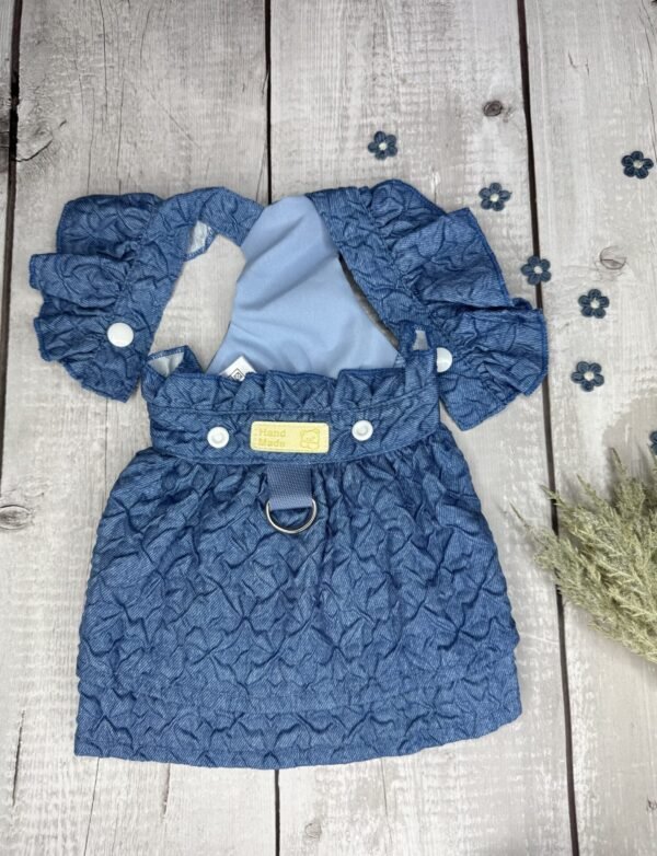 Small Dog Hand Made Denim Dress Back Open Small Dog Hand Made Denim Dress Back Open