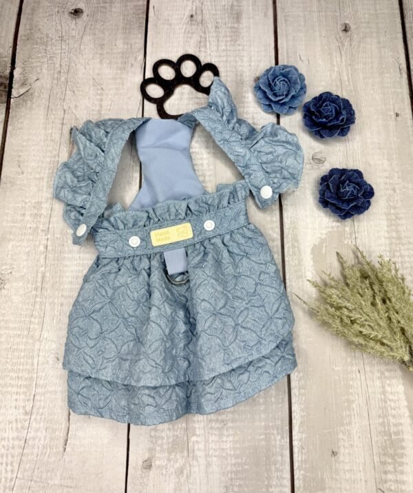 Small Dog 'Hand Made' Light Denim Dress Back Open Pic Small Dog 'Hand Made' Light Denim Dress