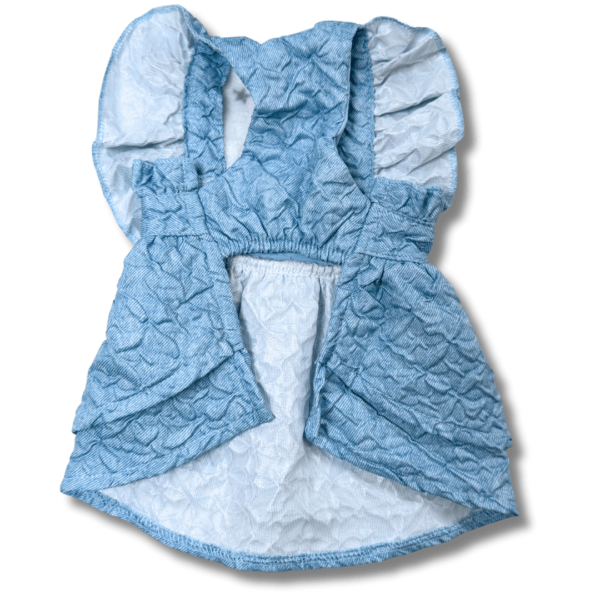 Small Dog 'Hand Made' Light Denim Embossed Dress Back Small Dog 'Hand Made' Light Denim Embossed Dress Back