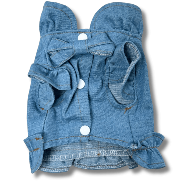 Summer Light Blue Dog Blouse with Bow Front