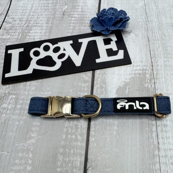 Dark Denim Dog Collar Front Pic