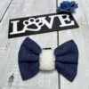 Denim Dog Bow Tie with Fleece Front Pic Denim Dog Bow Tie with Fleece Front Pic