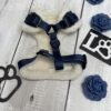 Denim with Fleece Dog Harness Back Pic Denim with Fleece Dog Harness Set | 3-Piece Tiny Pet Set