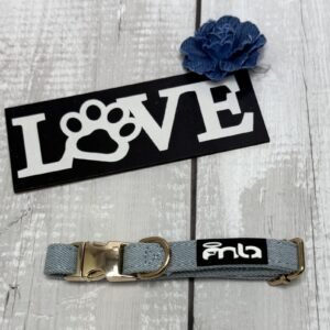 Light Dark Denim Dog Collar Front Pic