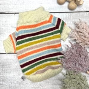 Colour Stripped Knitted Dog Jumper Back Colour Stripped Knitted Dog Jumper Back