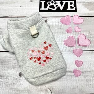 Grey Heart Dog Jacket Back