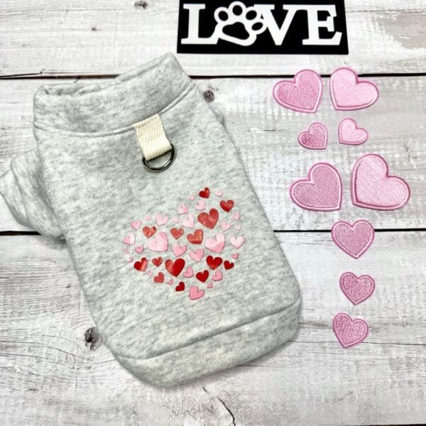 Grey Heart Dog Jacket Back Grey Heart Dog Jacket Back