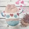 Pink and Blue Knitted Dog Jumper Back Heart Jumper for Teacup Dogs