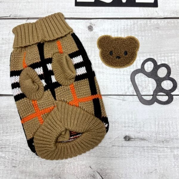 Tartan Knitted Dog Jumper Front Tartan Knitted Dog Jumper Front