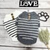 White and Grey Stripped Knitted Dog Jumper French Striped Knitted Dog Jumper